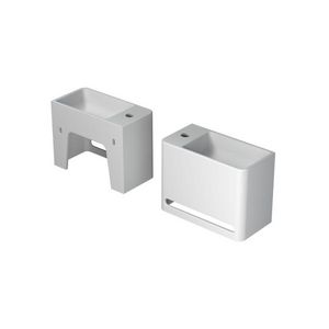 Fontein INK HANGAR met handdoekuitsparing polystone kraanvlak links met kraangat mat wit 40x20cm