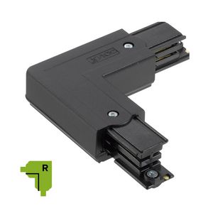 Spanningsrail 3-fase L connector zwart RAL9005 Rechts
