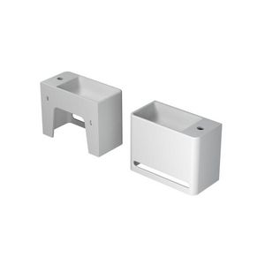 Fontein INK HANGAR met handdoekuitsparing polystone kraanvlak rechts met kraangat mat wit 40x20cm