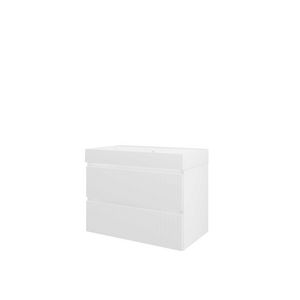 Polystone wastafel LOFT zonder kraangat onderkast symmetrisch 800X460X620 mat wit / mat wit