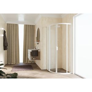 Douchewand Lunes 2.0 R kwartrond 900-900x1950mm glas helder profiel wit