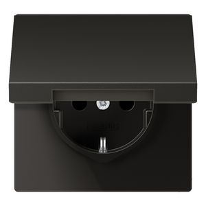 Wandcontactdoos antraciet besch.cont. & klapdeksel