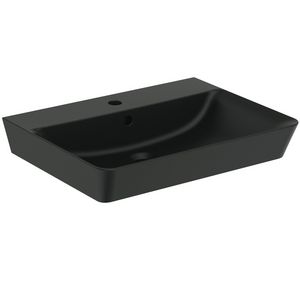 cube wastafel 60x46cm m kraangat m overloop slk black E0298V