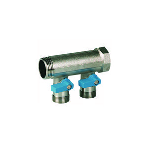 Verdeler 3/4" met 4 uitgangen euroconus incl. kogelkranen blauw