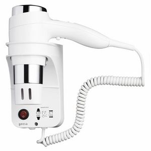 Wandhaardroger 1400W met stopcontact wit/chroom HAIRDRYER