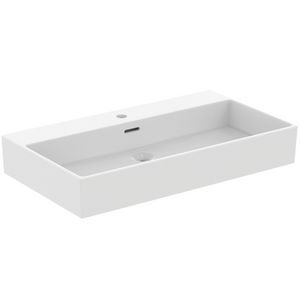 Wastafel 815x450x150mm silk white 1 kraangat m. overloop Extra R0537V1
