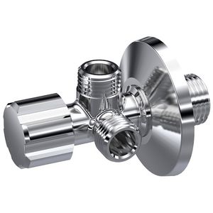 Hoekstopkraan 1/2" bt.dr. x 3/8"bt.dr. chroom rozet v-vorm VVE=50