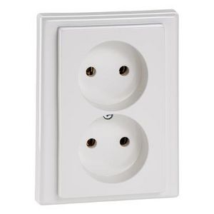 M-Smart Combi dubbele wandcontactdoos Kinderbeveiliging ingeaard Polarwit