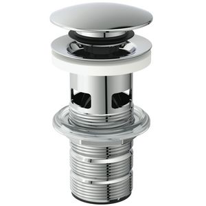 Push open plug met overloop 1.1/4" chroom