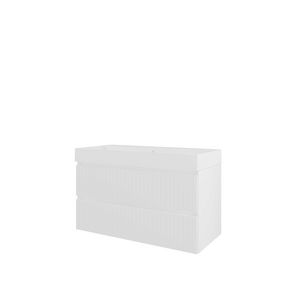 Polystone wastafel LOFT 1 kraangat onderkast 1000X460X620 mat wit / glans wit