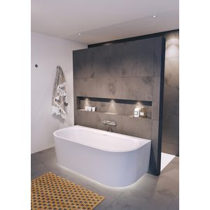 Ligbad Desire B2W back-to-wall 180x84cm wit glans incl. badpoten + sifon + led langs onderzijde