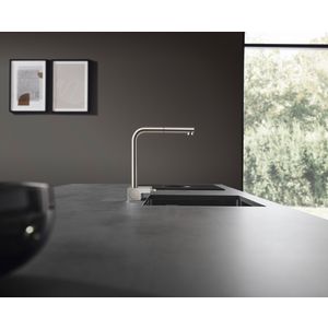 Keukenmengkraan Aquno S uittrekbare uitloop 2 straalsoorten rvs look-finish 73836800