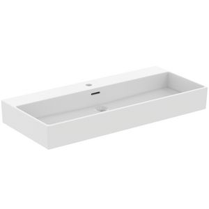Wastafel 1015x450x150mm silk white 1 kraangat m. overloop Extra R0538V1