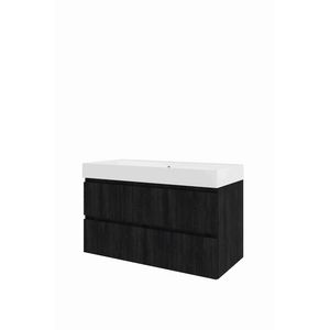 Polystone wastafel LOFT 1 kraangat onderkast 1000X460X620 charcoal oak / mat wit