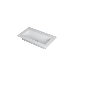 INK Kraft Wastafel enkele bak 1 kraangat Mat wit 80x45