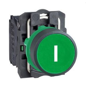 Drukknop Verzonken Terugvering OpdrukI" 22mm 1NO Groen