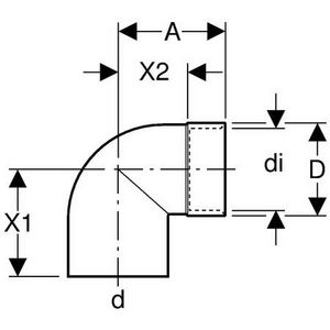 Polyethyleen (PE) sifonaansluitbocht 90° 50/46mm