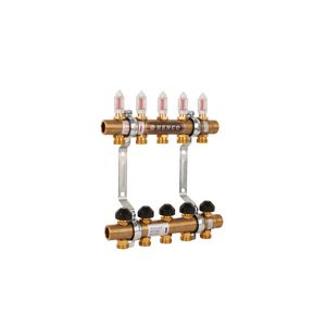 10-groeps verdeler UFH-06-MD messing incl. debietmeters