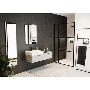 Douchedeur Grid GB104 nisdeur XL 130cm (30+100cm) zwart