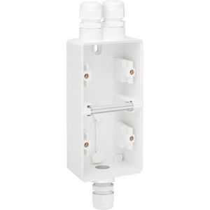 Spuitwaterdichte dubbele verticale opbouwdoos 1x 2-voudig M20/1x enkel M20 wit