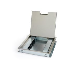 Vloerdoos VELOX 2.0 Type 32 4x GST + 8x RJ45 uitsparing RVS deksel 15mm inlegdiepte met oplegrand