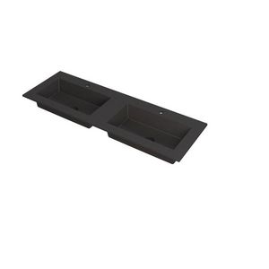 INK Kraft Wastafel dble bak met 2 kraangaten zwart 140x45