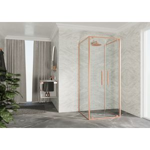 RIGA-2B draaideur 2-del. 660-690x2000mm helder glas brushed red gold