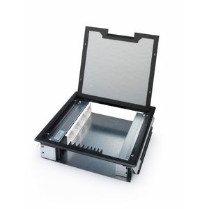Vloerdoos TETRA 2.0 Type 62 GST 4x 230V RA + 4x leeg deksel 4mm inlegdiepte met kunststof oplegrand