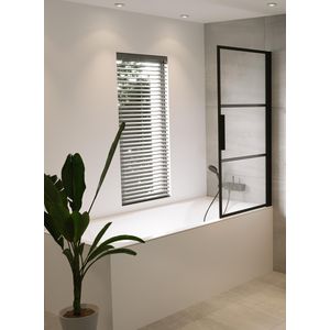 Badwand Grid Bath screen 800x1500mm rechts zwart