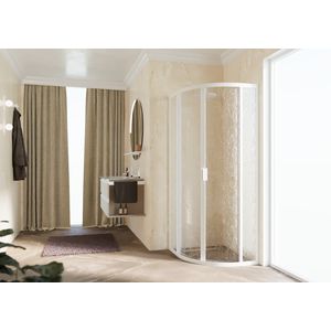 Douchewand Lunes 2.0 R kwartrond 1000-1000x1950mm glas aqua profiel wit