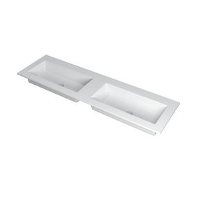 INK Kraft Wastafel dble bak zonder kraangaten Mat wit 160x45