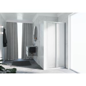 Vouwdeur LUNES S 600-660x1950mm glas niva profiel zilver mat