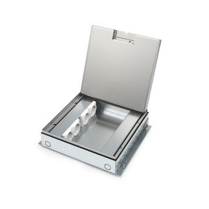 Vloerdoos VELOX 2.0 Type 50 4x 230V RA + 4x leeg RVS deksel 15mm inlegdiepte zonder oplegrand