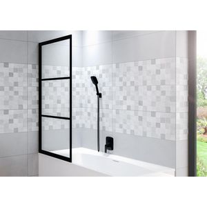 Badwand Grid Bath screen 800x1500mm links zwart
