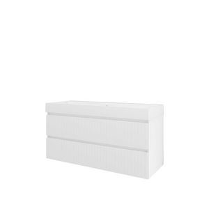 Polystone wastafel LOFT zonder kraangat onderkast 1200X460X620 glans wit / glans wit