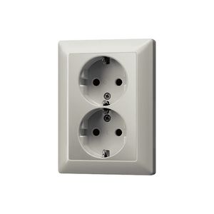 Wandcontactdoos edelst.2-voudig m.R/A +ki.beveil. LS