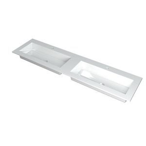 INK Kraft Wastafel dble bak met 2 kraangaten GL wit 180x45