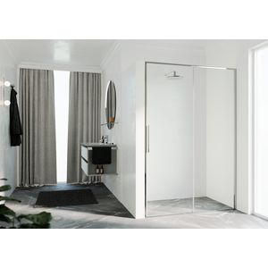 Schuifdeur in nis RIGA 2P links 1190-1220x2000mm helder glas profiel chroom