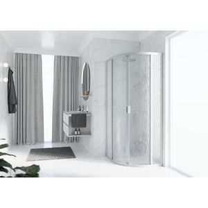Douchewand Lunes 2.0 R kwartrond 1000-1000x1950mm glas aqua profiel zilver mat
