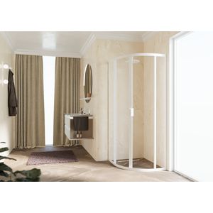 Douchewand Lunes 2.0 R kwartrond 1000-1000x1950mm glas lunes 2 profiel wit