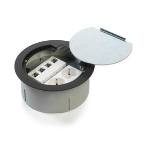 Vloerdoos RONDO 160 2x 230V RA + 4x RJ45 uitsparing stalen deksel RAL7024