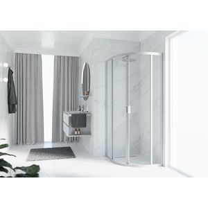 Douchewand Lunes 2.0 R kwartrond 1000-1000x1950mm glas helder profiel zilver