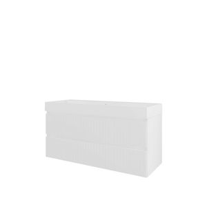 Polystone wastafel LOFT 1 kraangat onderkast 1200X460X620 mat wit / glans wit