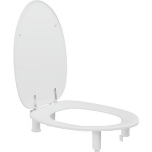 Closetzitting R34000 DANIA wit verhoogde uitvoering 100mm met spatscherm doorlopende pen boutlengte 85mm T9801
