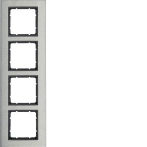 Afdekraam 4v vert. berker B.7 geborsteld edelstaal/antraciet