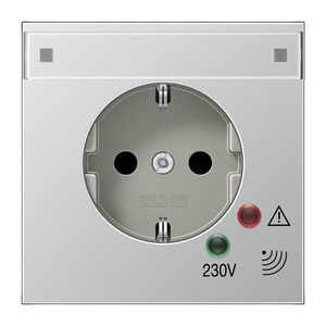 Wandcontactdoos aluminium met oversp.beveil. LS