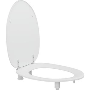 Closetzitting R43000 DANIA wit verhoogde uitvoering 50mm met spatscherm doorlopende pen boutlengte 85mm T9802