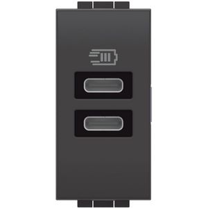 USB 2x-C 15W 1 module Antraciet Livinglight