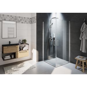 Douche hoekopstelling Novik Z209 hoekinstap deur/deur 76cm / 76cm chroom