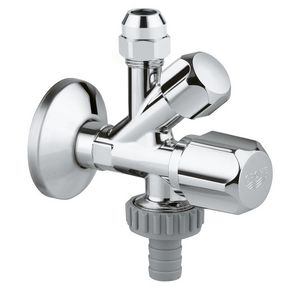 Combi.hoekstopkraan 1/2" uitgang:3/8-10 + 3/4bt. chroom